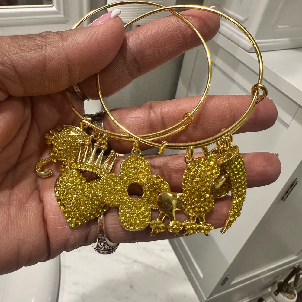 Gold Charm Bangle Bracelet Set - Picture 2 of 2